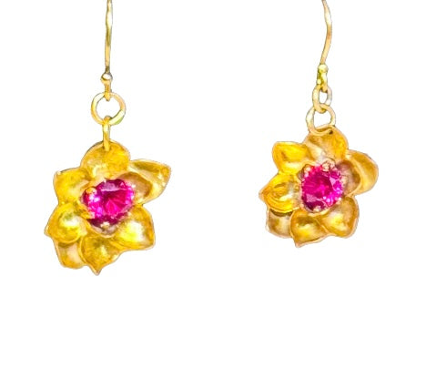 Magnolia flower earrings