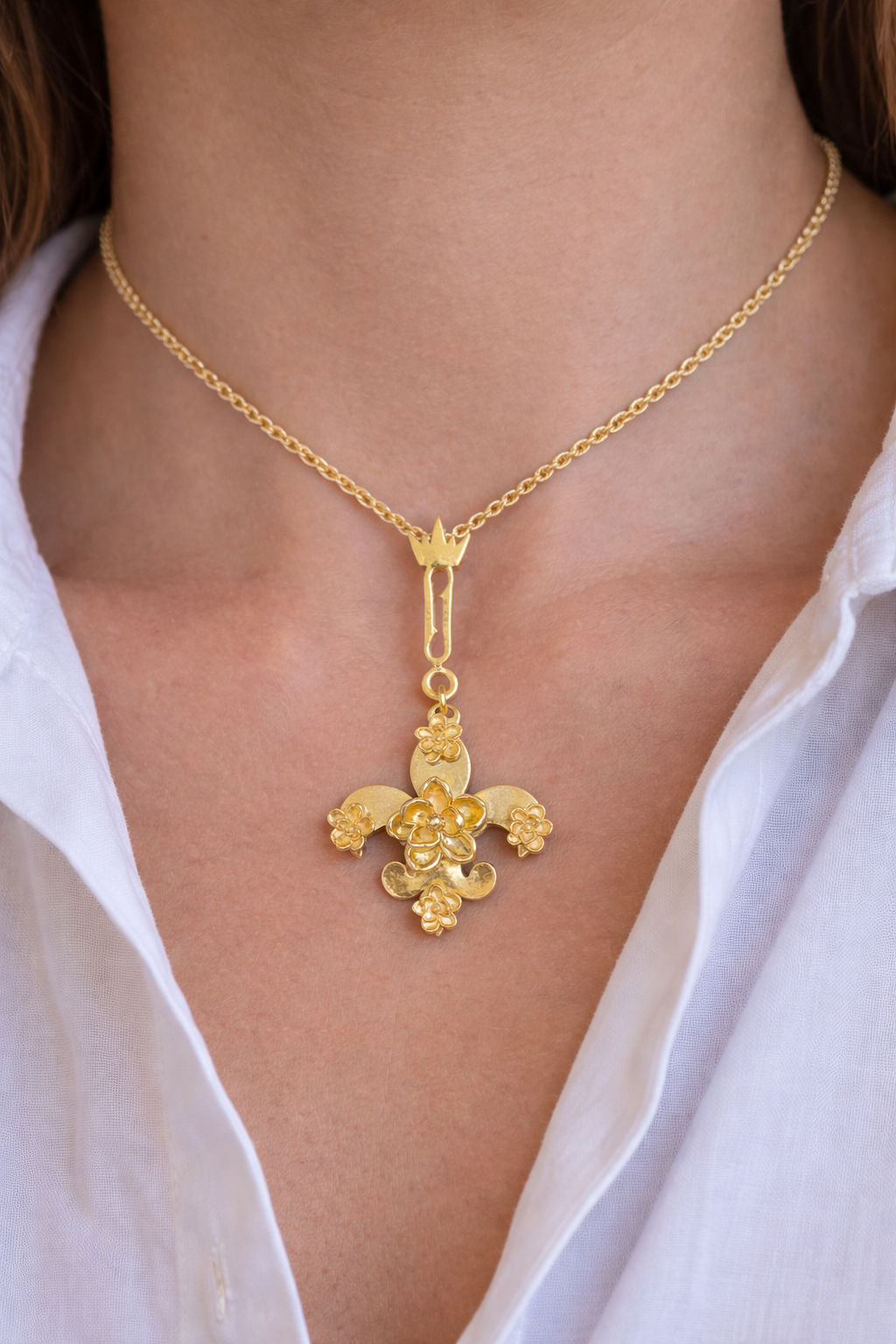 Fleur de lis x Magnolia Bouquet gold plated