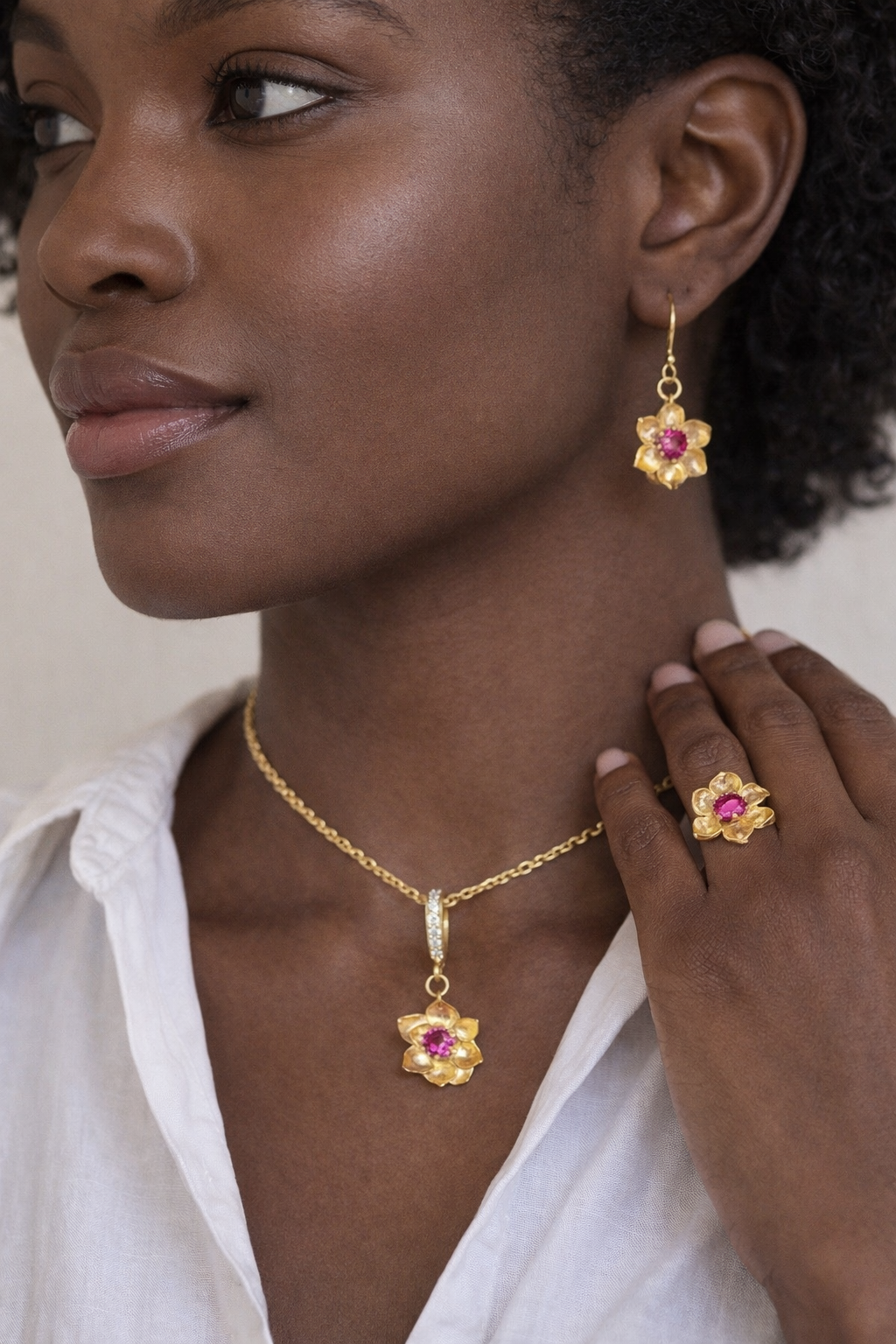 Magnolia flower earrings