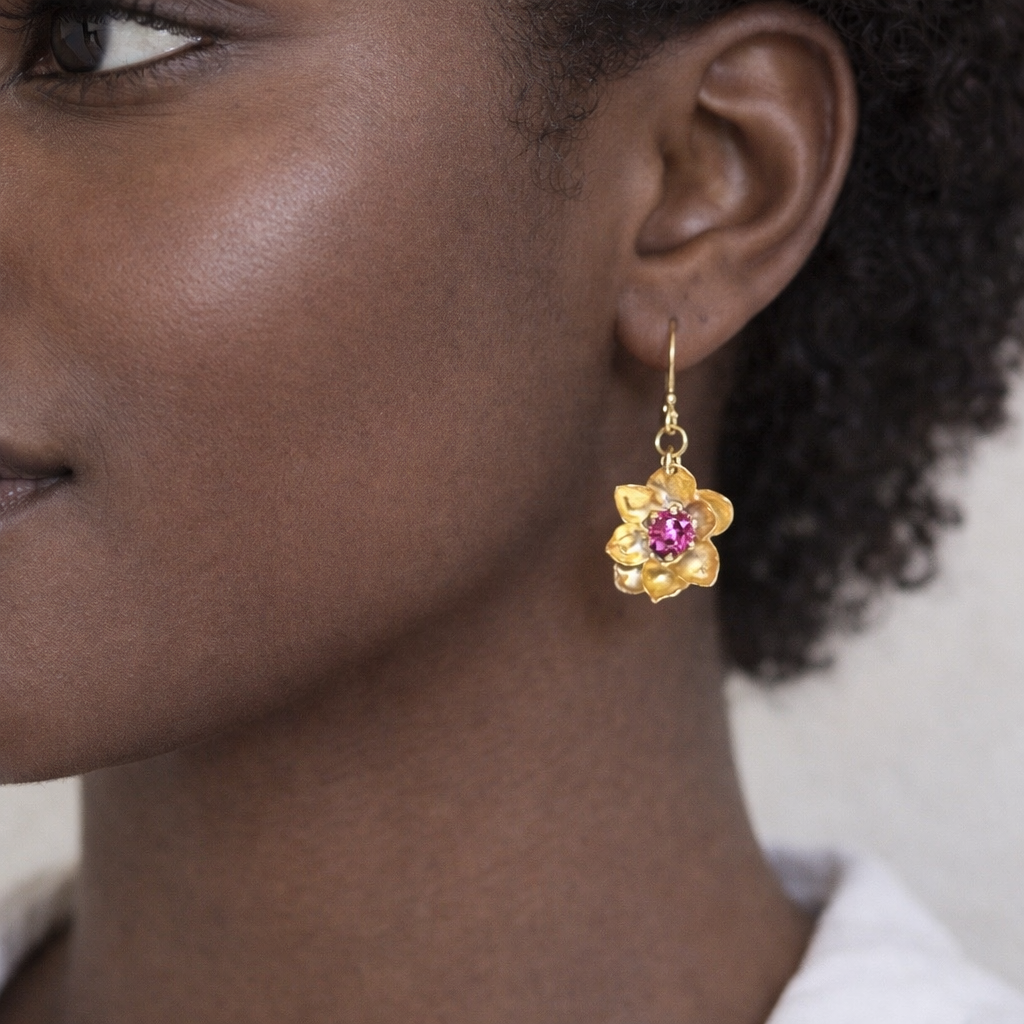 Magnolia flower earrings