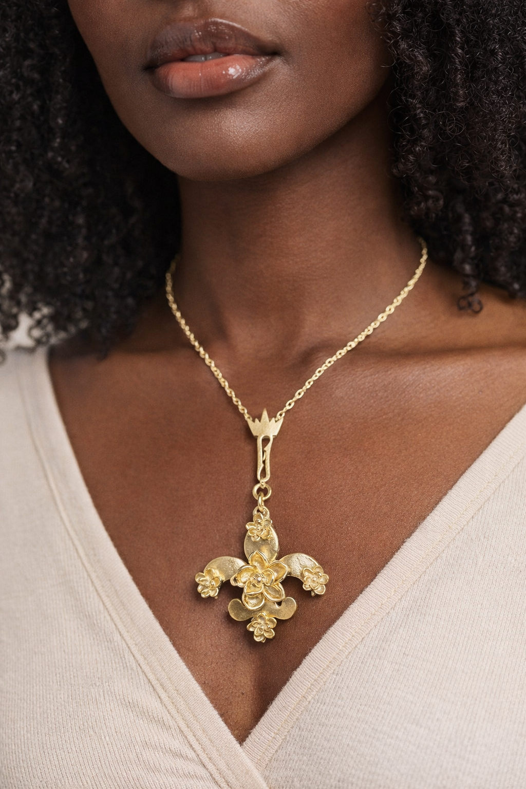 Fleur de lis x Magnolia Bouquet gold plated